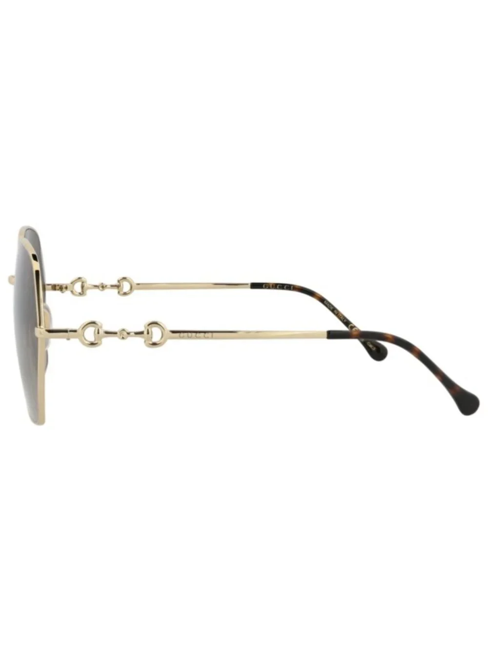 New Gucci Women's Sunglasses Square Rectangle Metal Frame Gold Gold Brown